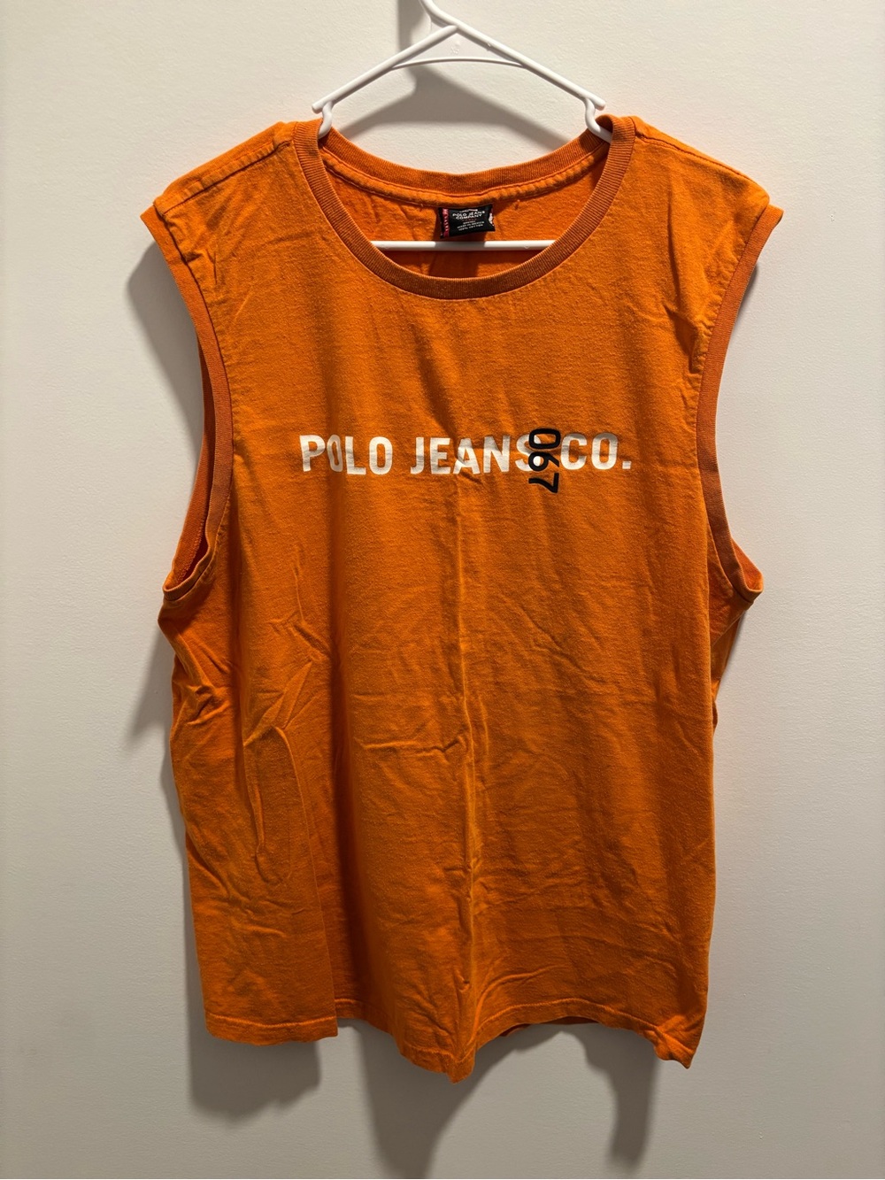 Polo by Ralph Lauren Orange Sleeveless Tank Top with White Logo